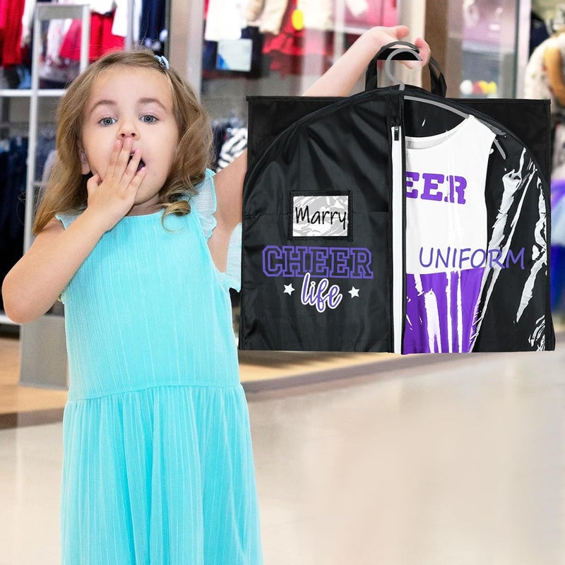 Blushtier Cheer Garment Bags for Cheerleading Uniform Waterproof Hanging Garment Bags for Dance Costumes 40 Inch Clothes Bag with 5 Pockets and Side Zip Travel Storage Cheer Uniform (Black,Purple) - Image 4